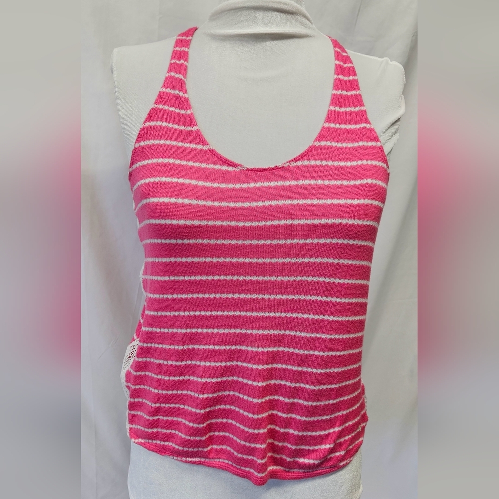 Roxy Pink and White Striped Tank Top